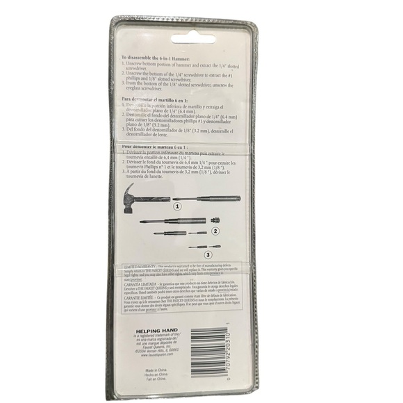 Helping Hand 6-in-1 Multitool Hammer – Blue Yellow Claw Head w/ Silver Handle - Picture 9 of 10